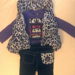 24M Girls Leopard Print Trukfit Outfit